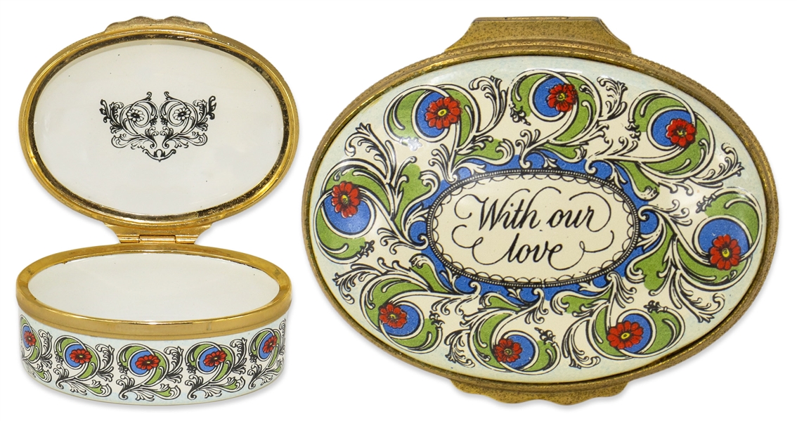 Ronald & Nancy Reagan Personally Owned Pillbox -- ''With our love''